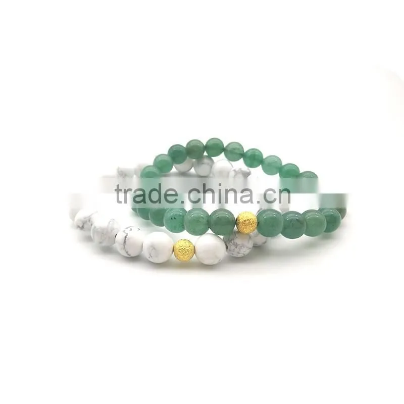 GB0876 Natural stone beads elastic bracelet, gemstone beads stretch bracelet, semi precious stone with silver matte beads