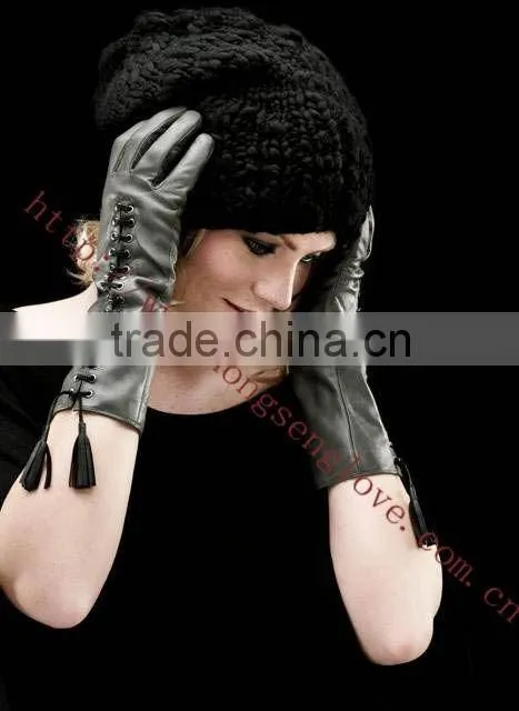 HS089 fashion leather gloves brown leather gloves