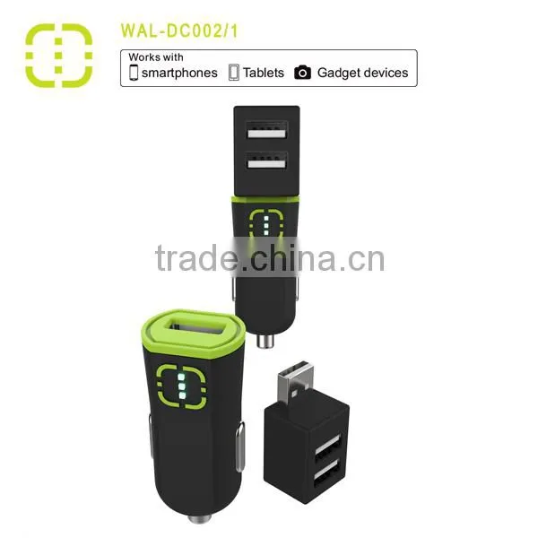 Walnu universal 3.4A car charger with adaptor