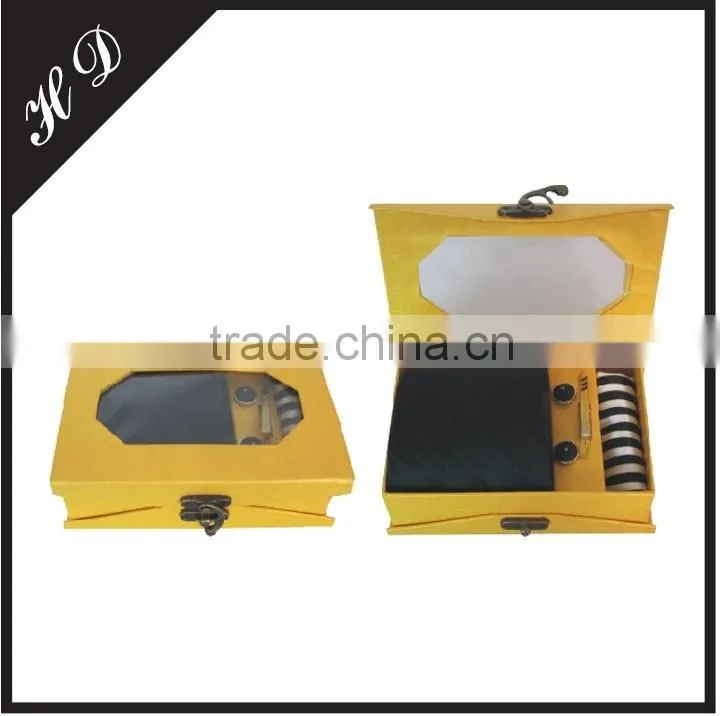 Clamshell Necktie Cufflink Tie Cilp Pocket Square Set Gift Box With PVC Window
