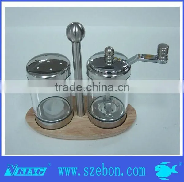 High quality stainless steel salt and pepper mill with manual button