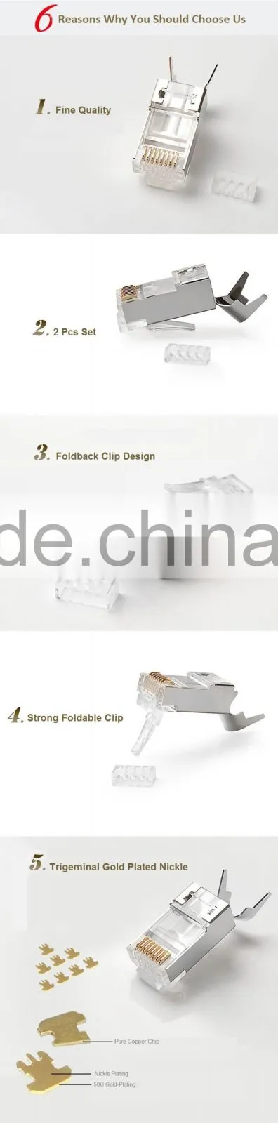 High Quality Cat7 RJ45 Modular Plug For Network Cable Cat7 Aucas Brand Offer Price