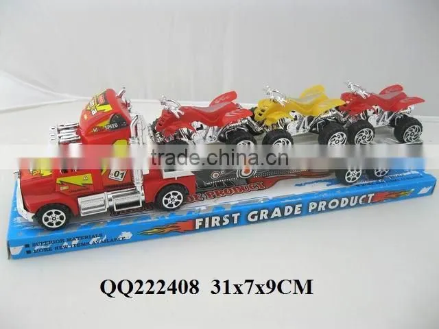 Newest Kids plastic Friction trailer with 2 truck,friction car for kids