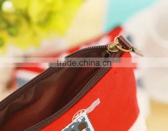 Newest euro style canvas coin purse with embroidery logo for wholesales