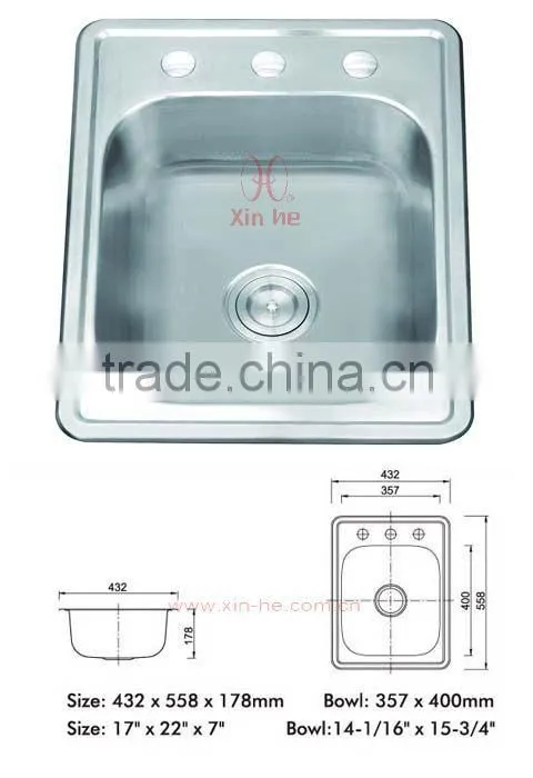 Single bowl stainless steel corner sink (A82)