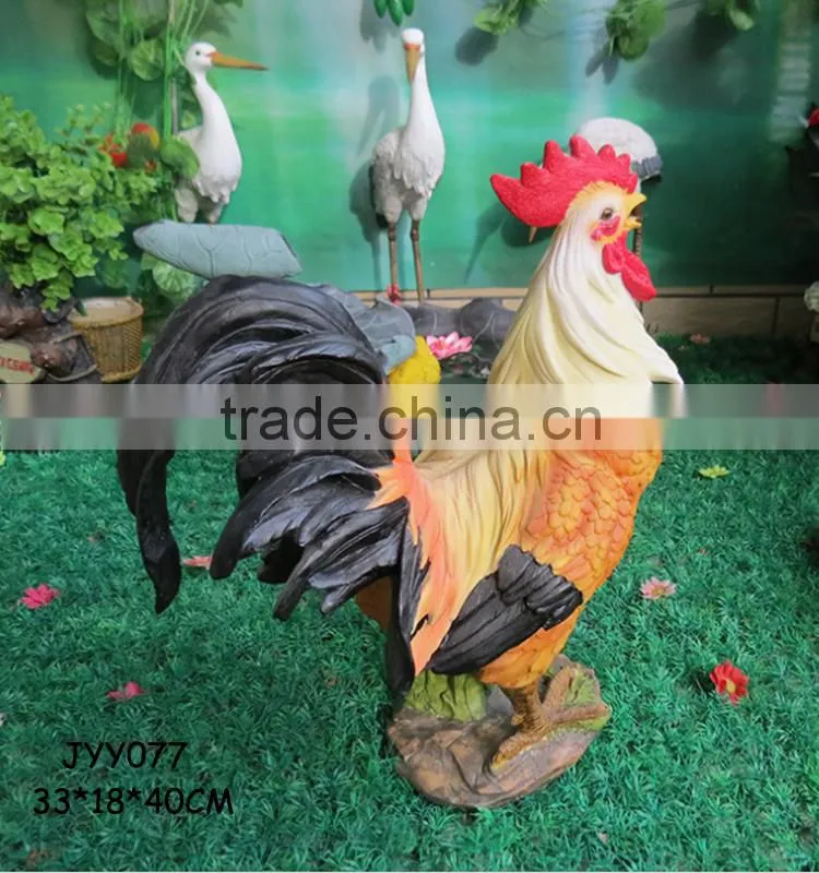 Garden decor cute wholesale polyresin rooster figurine