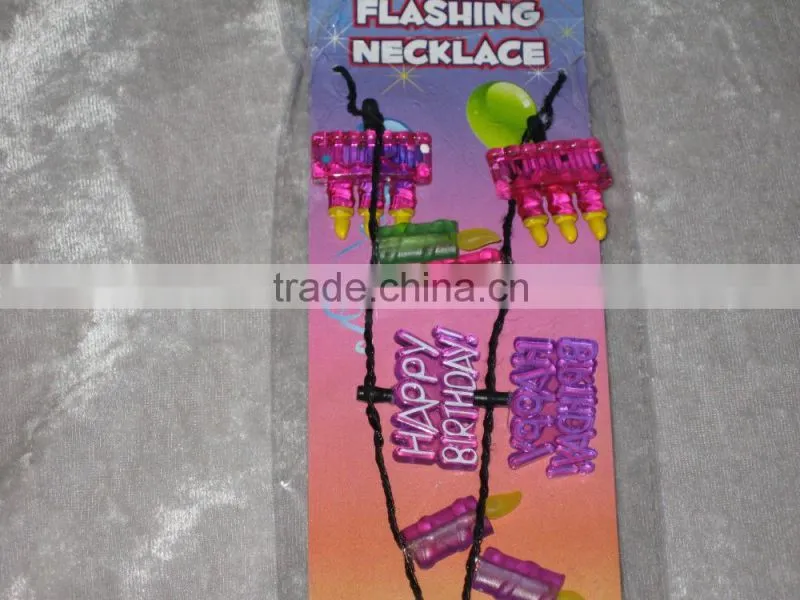 Colorful Happy Birthday Flashing Necklace Cake Candles Celebrate NEW!