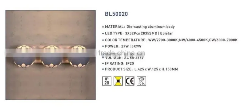 16w 18w 9w led wall lamp