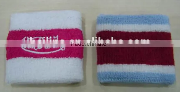 stripe design embroidery terry cloth wristband,cool wristband