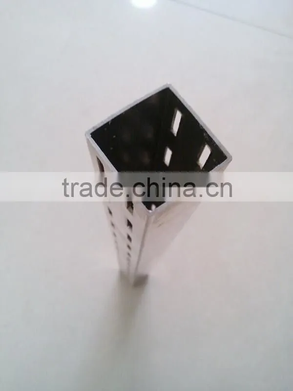 30*30mm Double Holes Square Brushed Metal Slot Tube for Store Display