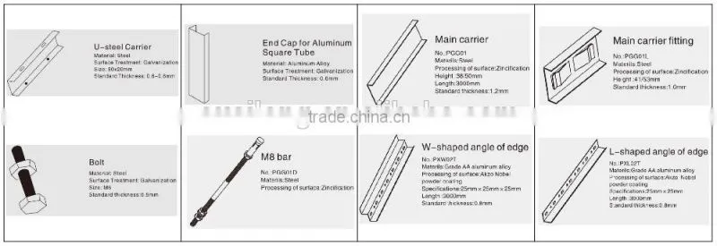 Rust Proofing White Powder Coating Metal Baffle Sus[ended U Aluminum Baffle Ceiling