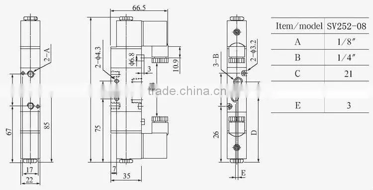 Pneumatic 5 ways/ Two Coil Solenoid Valve