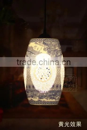Vintage LED Pendant Light Blue White Porcelain Chandelier Star Jingdezhen Ceramic Loft Coffee Bar Restaurant Kitchen Lights