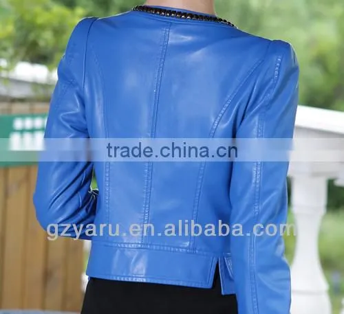 Blue Fashion Women Leather Jacket 2013