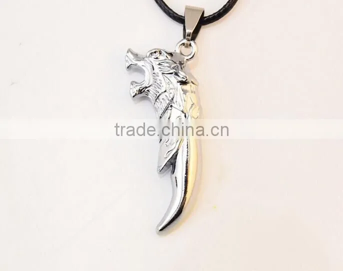 Popular Personality Stainless Steel Bronze Wolf Tooth pendants necklace