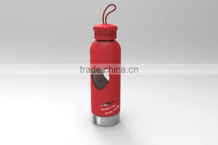 2016 custom glass bottle /water bottle/ drink bottle with silicone sleeve