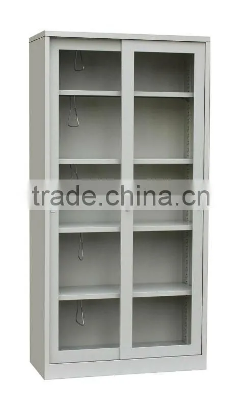 KFY-CB-15 Glass Sliding 2 Doors Metal Cupboard