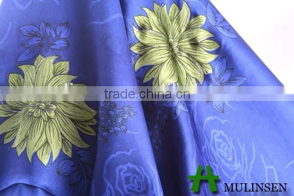 Mulinsen printed polyester wholesale silver satin fabric price/ nightdress fabric