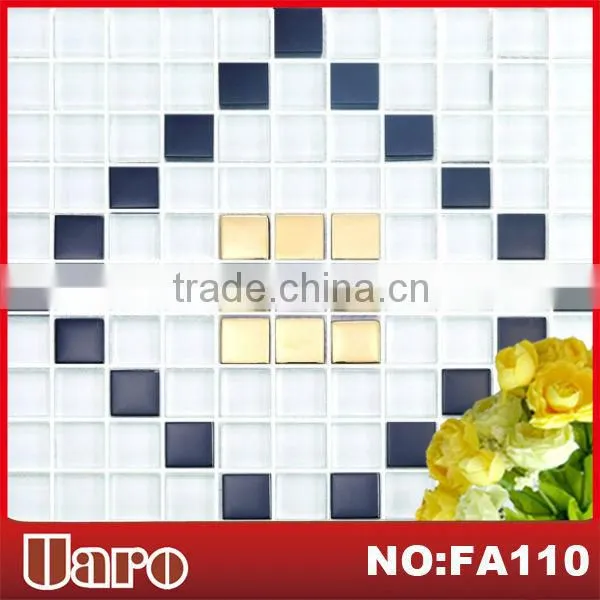 Special design crystal glass mix metal interior or exterior wall decor mosaic tile