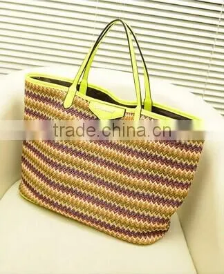 Bohemian style grass woven beach bags