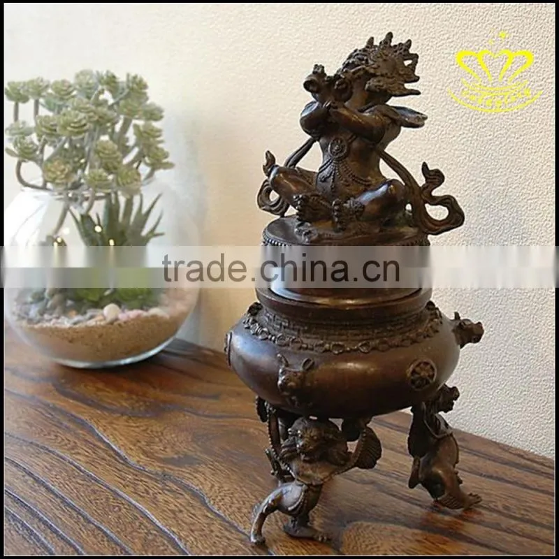 The bronze censer Temple round rectangle copper incense burner