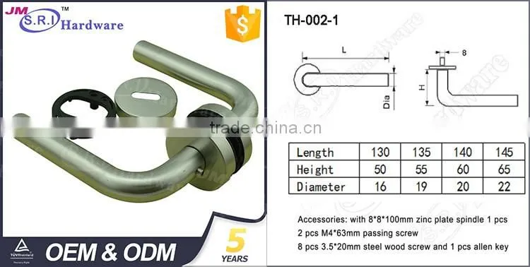 Modern 304 stainless steel door lever for wooden doors