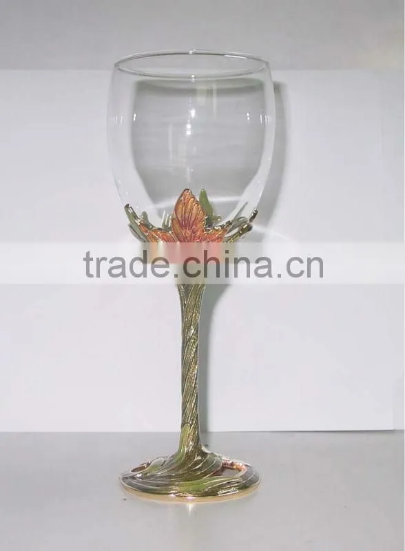 RORO Chanson orchid enamel crystal glass red wine glass