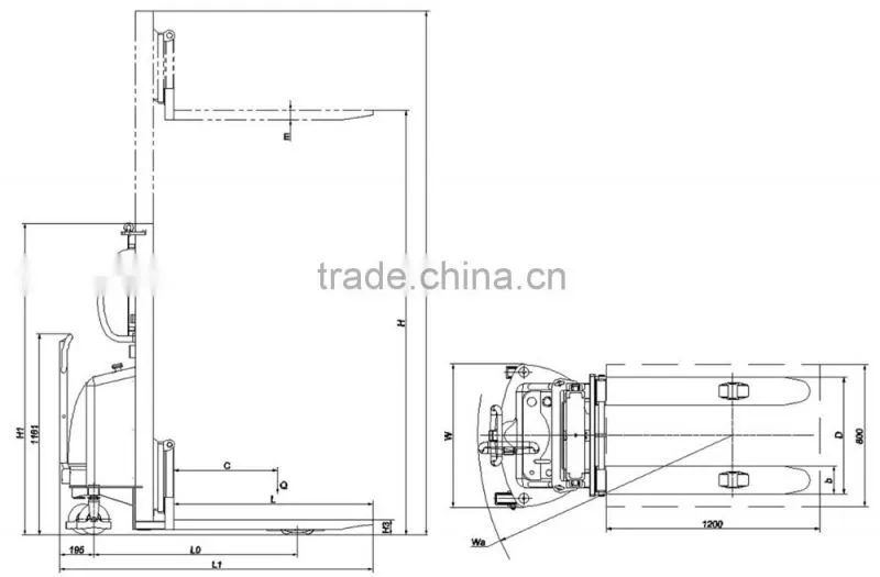 Semi Electric Hydraulic Forklift Stacker