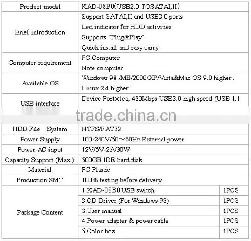 AOTECH supplier USB2.0 to SATAI,II micro sata to usb adapters