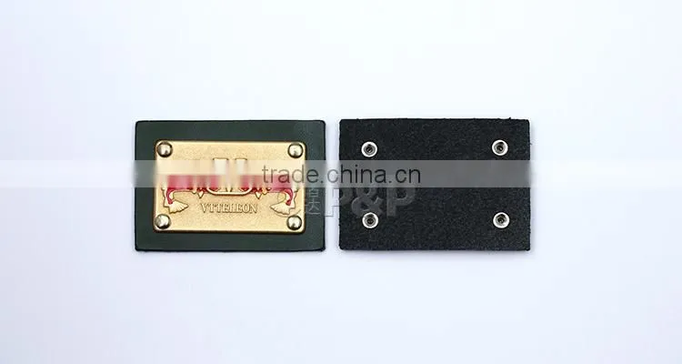 Two fish lifelike looked embossed jeans leather patch for high end clothing