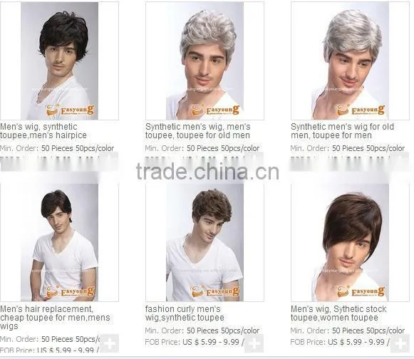 Wholesale factory mens hair wigs, synthetic toupee , hair replacement