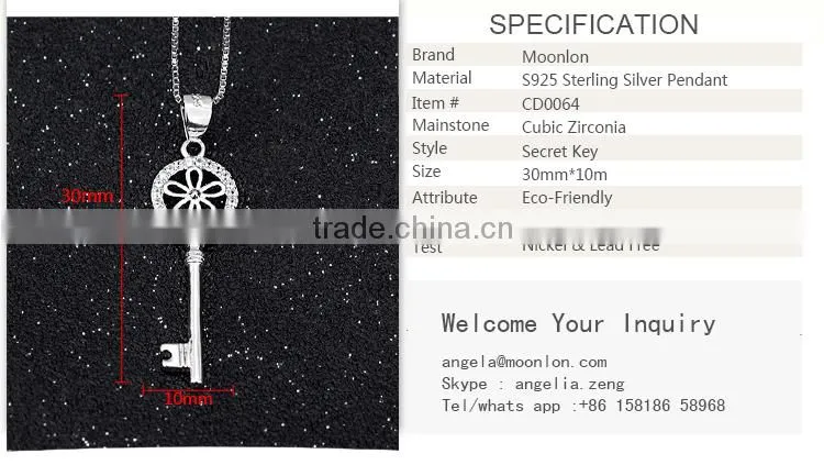 Fine silver jewellery pendants necklaces, zirconia pendant jewelry for women