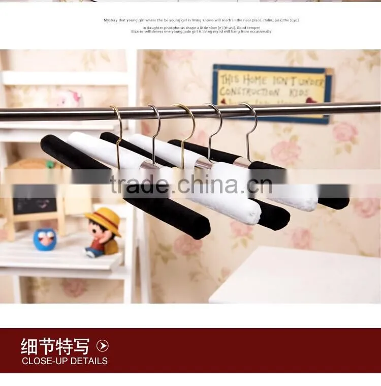 2 colors straight white black sponge inside exuisite stainless steel coat hanger