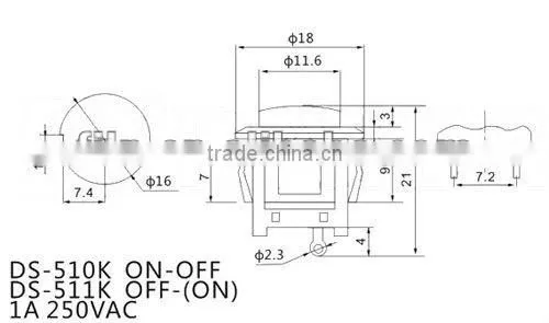 YL6-47 10mm 2 pin mini push button lamp switches