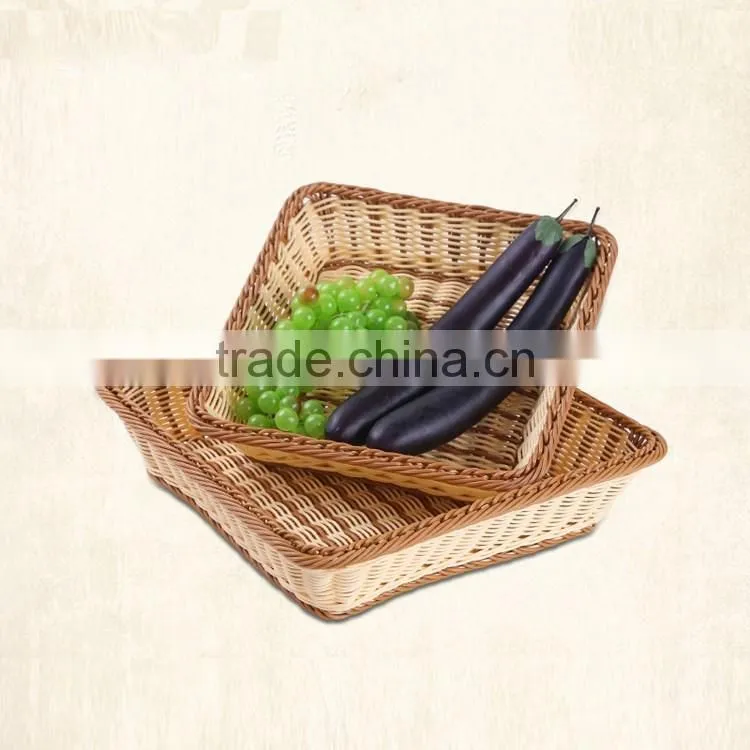 Cheap wholesale eco-friendly plastic wicker woven home or resturant food tray vegetable plant tray