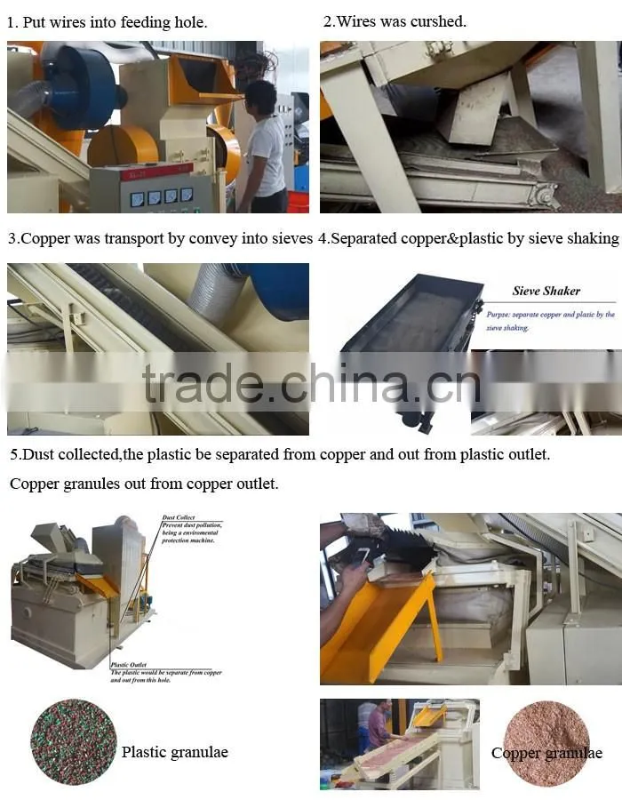 Energy saving remove PVC cable granulator machines / waste cable copper granulating machine