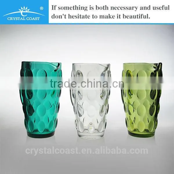 wholesale cheap colored beer jar ; beer decanter; glass beverage jars