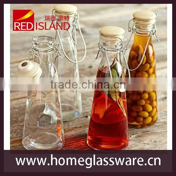 560ml Glass Beverage Bottle with clip cap & glass milk bottle hot sale