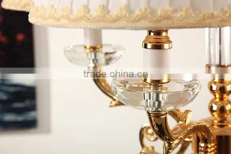 Four heads clear crystal table lamp with lampshade