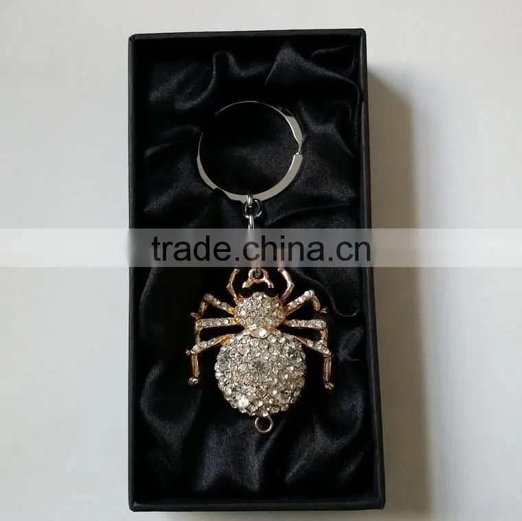 wholesale decorative rhinestones jewelled spider metal alloy key chain