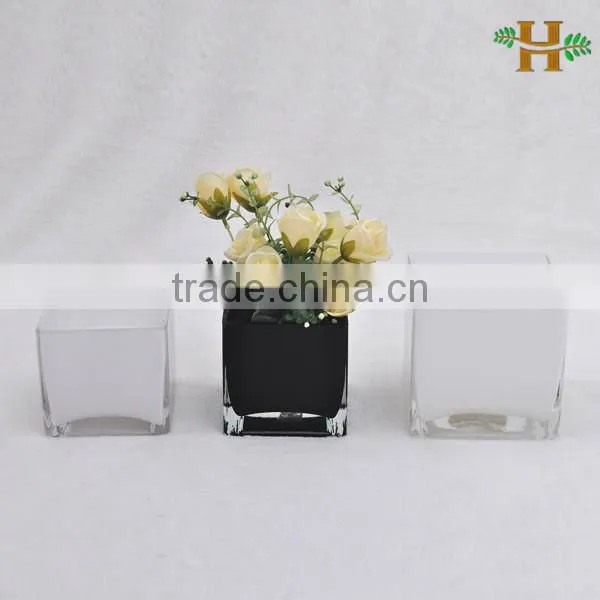 high quality black and white square glass vases