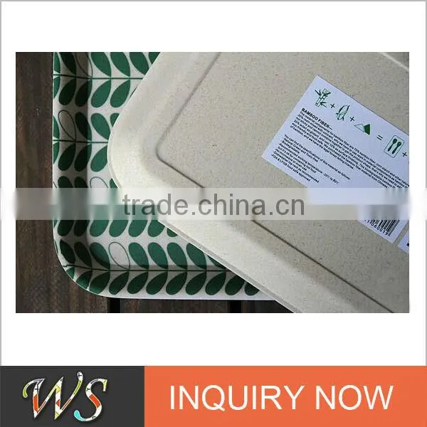 Eco-friendly Bamboo Fiber Rectangle Handled Platter