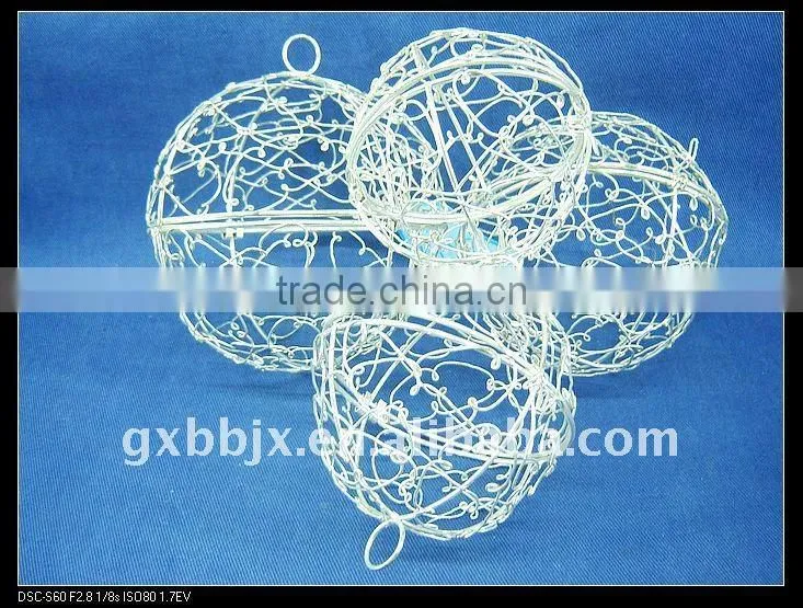 Creamywhite iron decorative hand painted balls set of four