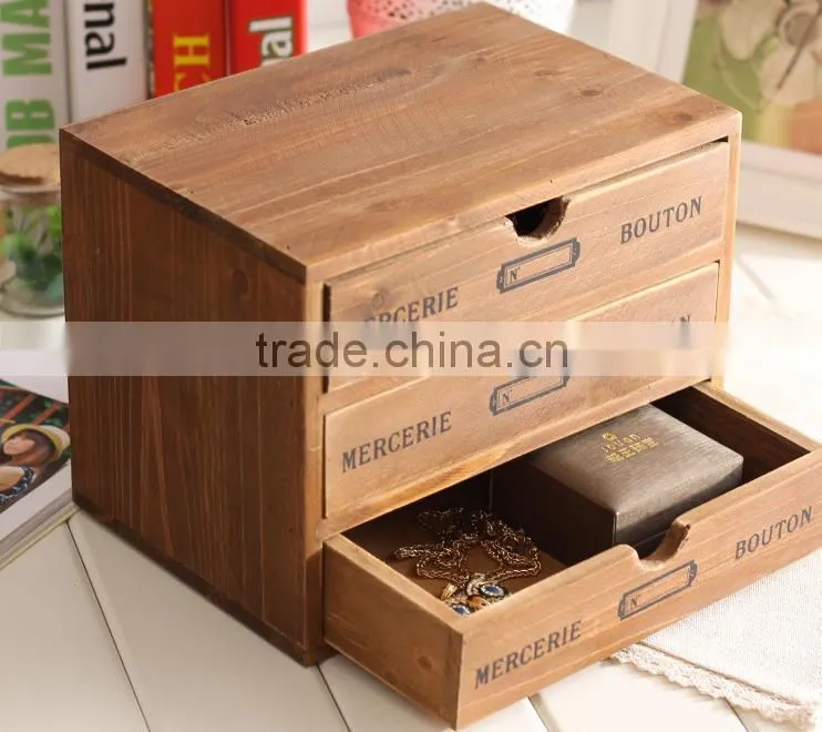 Three layers brown Wooden jewelry gift boxes