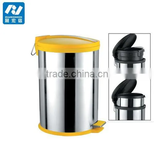 Indoor stainless steel swing lid waste disposal bin