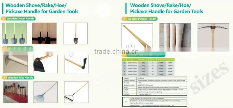 varnished wooden shovel handle garden stake