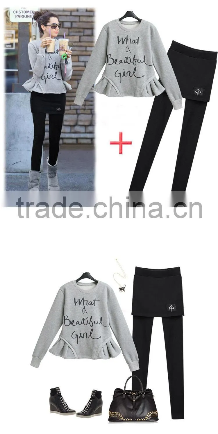 2014 Spring New Women Fleece Tracksuit Jacket And Pants Jumper Sweatshirt