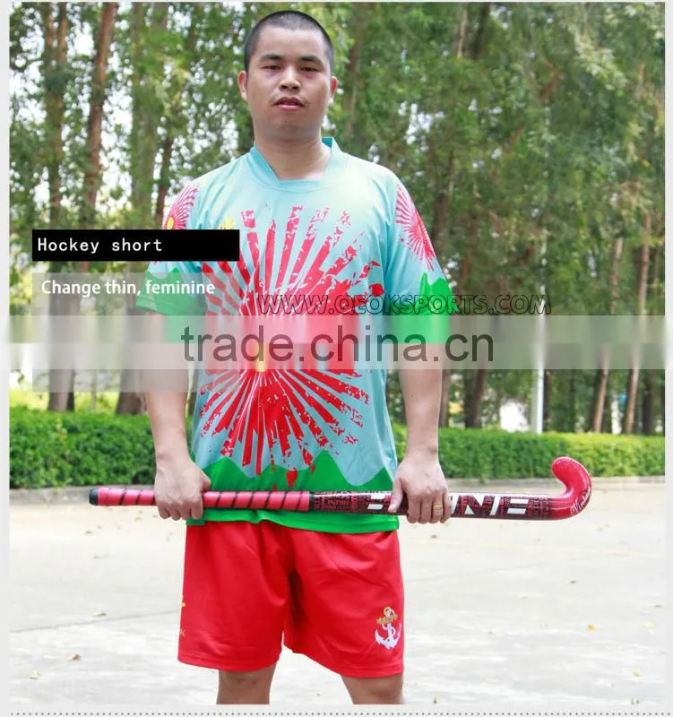 Red with Mint Green Men's Full Sublimation Hockey shorts