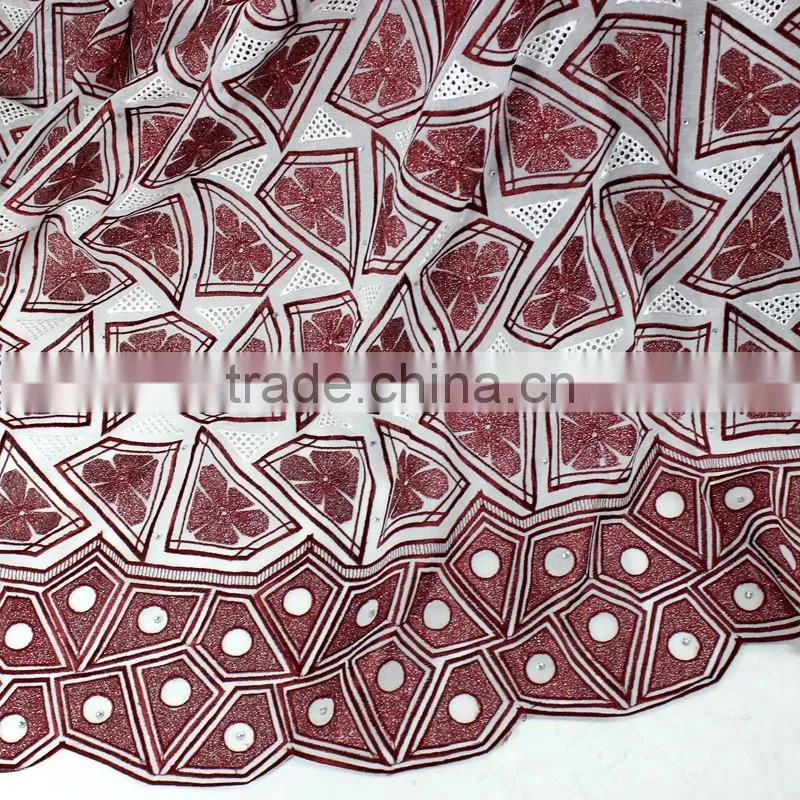 African Fashion Embroidery Lace SL03003-2 New Design Beaded Swiss Voile Lace