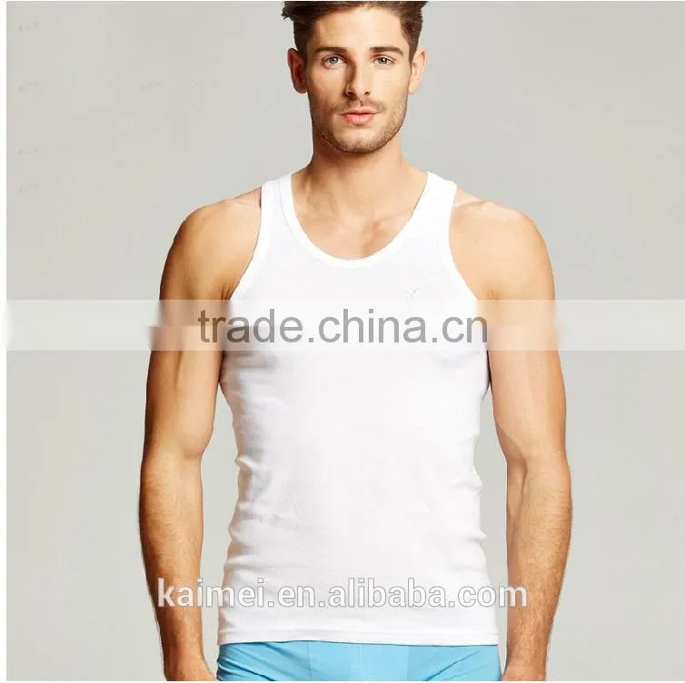fashion cheap 100% cotton men sleeveless knitwear camisole